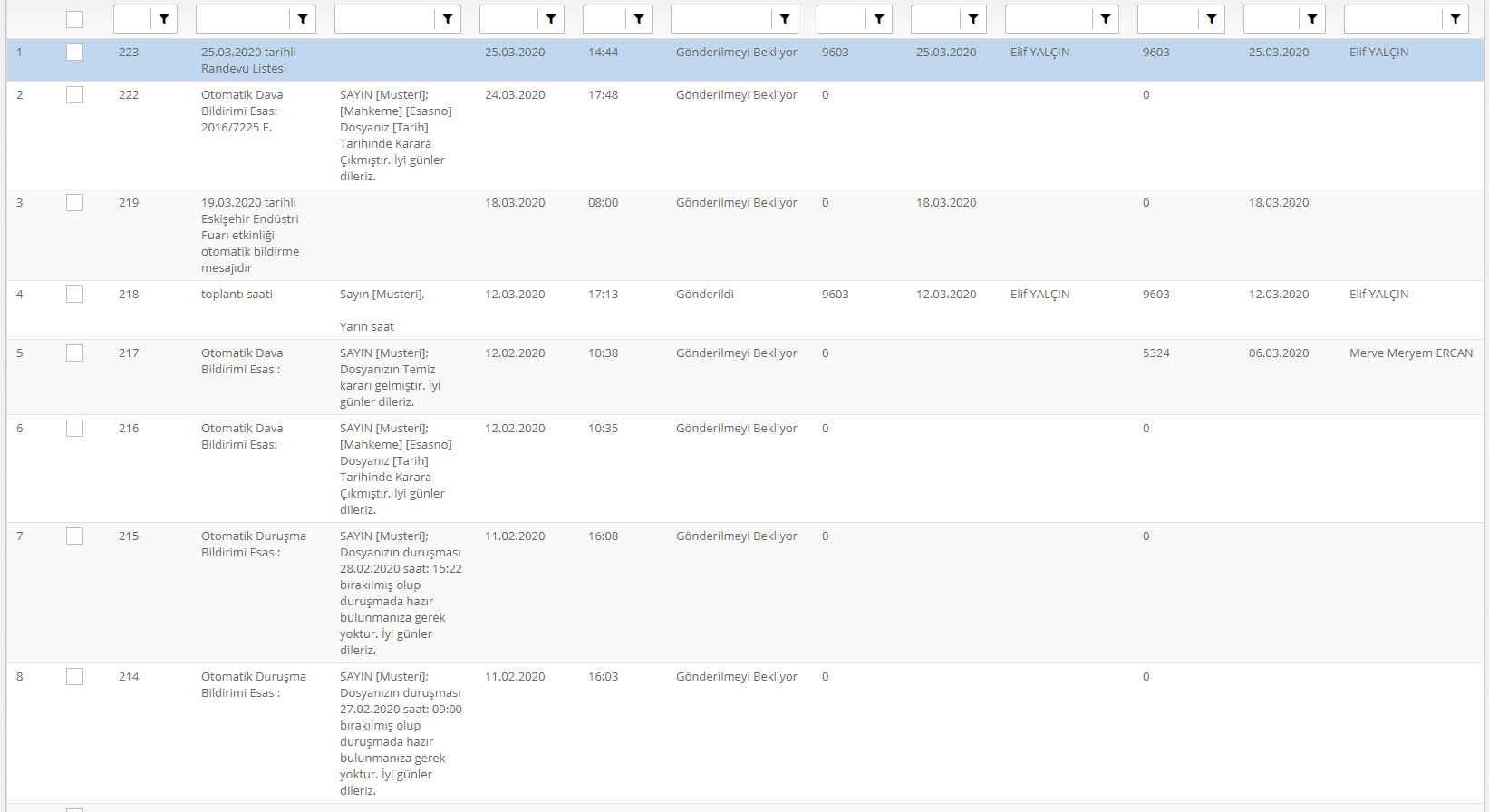 Randevu Listesine Sms Nasıl Gönderilir?